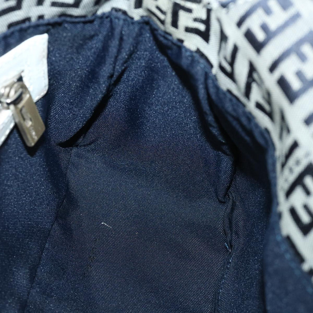 FENDI Zucchino Canvas Shoulder Bag Navy 34615