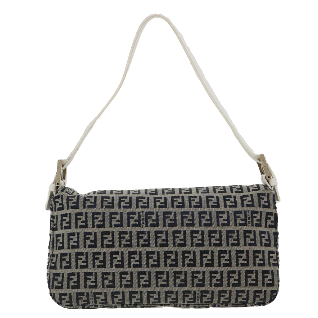 FENDI Zucchino Canvas Shoulder Bag Navy 34615