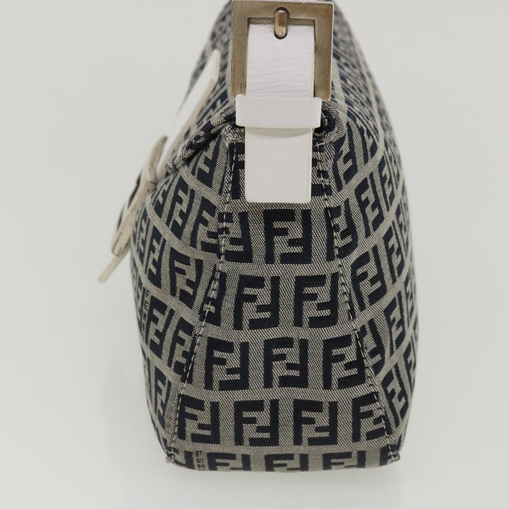 FENDI Zucchino Canvas Shoulder Bag Navy 34615