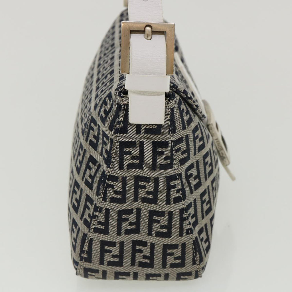 FENDI Zucchino Canvas Shoulder Bag Navy 34615