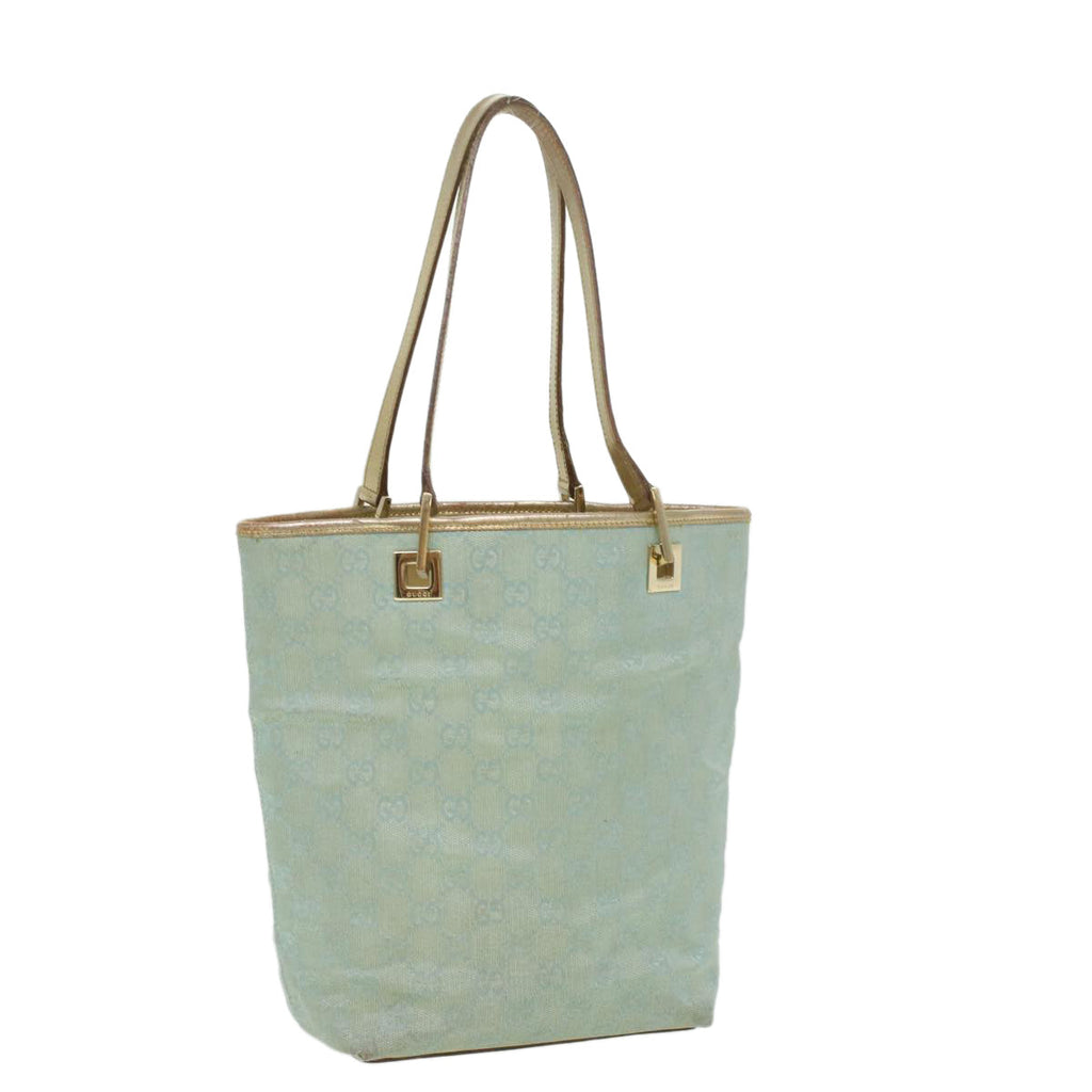 GUCCI GG Canvas Shoulder Bag Blue Champagne Gold 0021099 34623