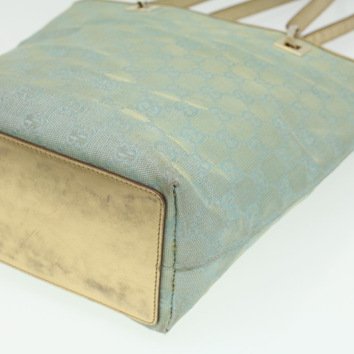 GUCCI GG Canvas Shoulder Bag Blue Champagne Gold 0021099 34623