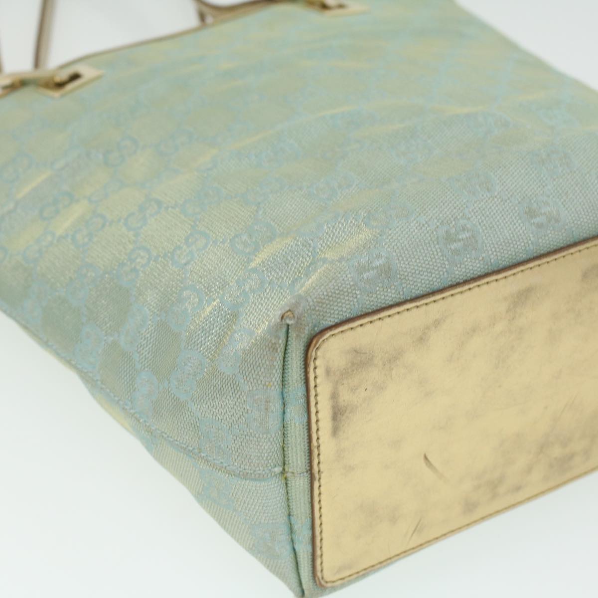 GUCCI GG Canvas Shoulder Bag Blue Champagne Gold 0021099 34623