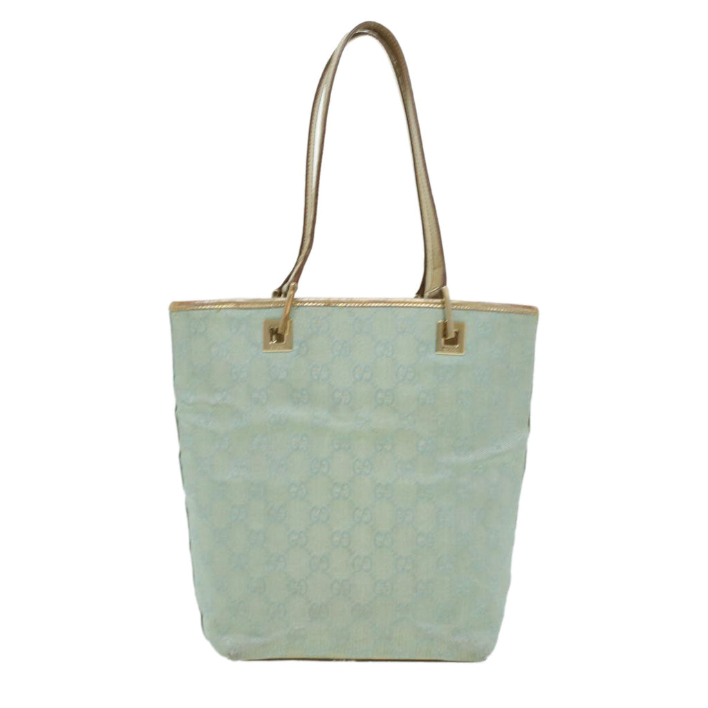 GUCCI GG Canvas Shoulder Bag Blue Champagne Gold 0021099 34623