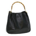 GUCCI Bamboo Shoulder Bag Leather Black 0011577 34651