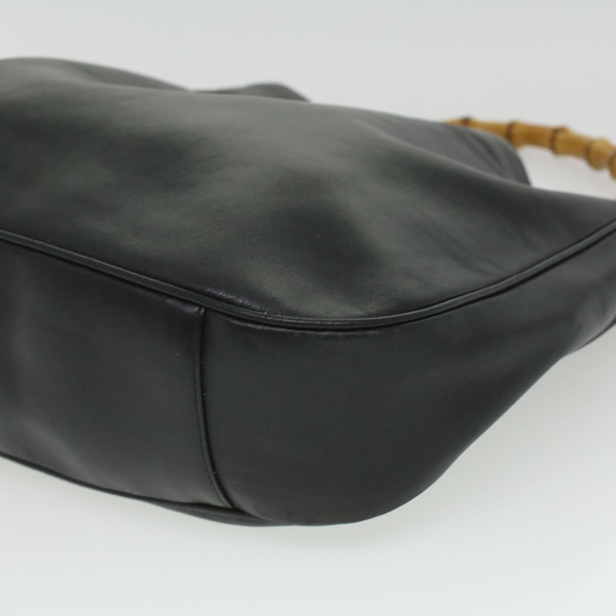 GUCCI Bamboo Shoulder Bag Leather Black 0011577 34651