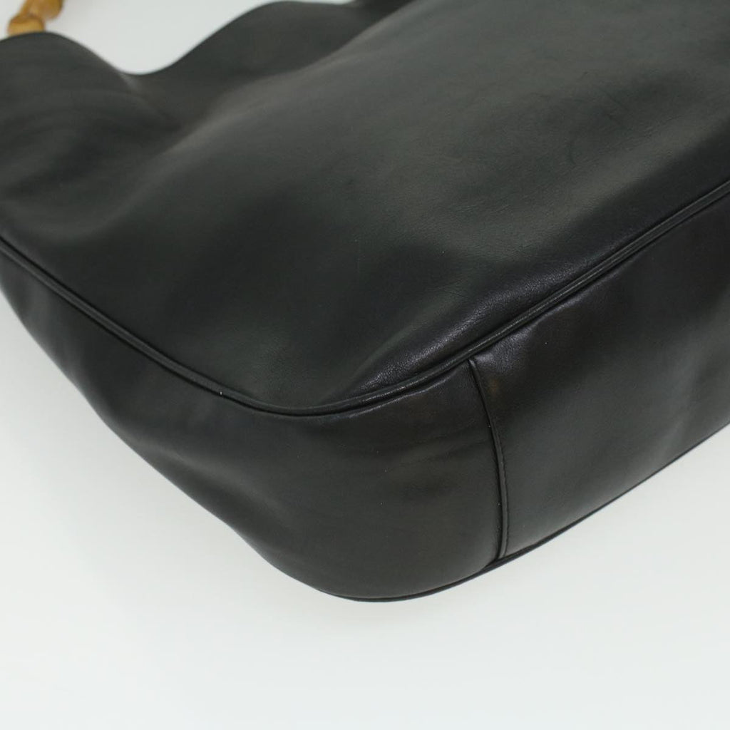 GUCCI Bamboo Shoulder Bag Leather Black 0011577 34651
