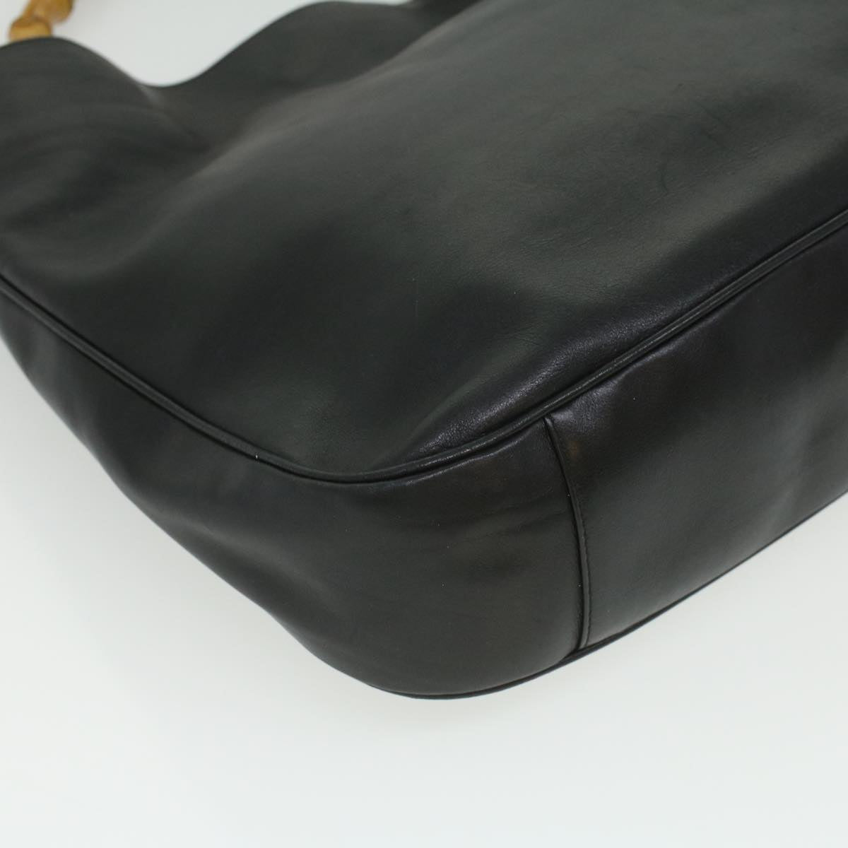 GUCCI Bamboo Shoulder Bag Leather Black 0011577 34651