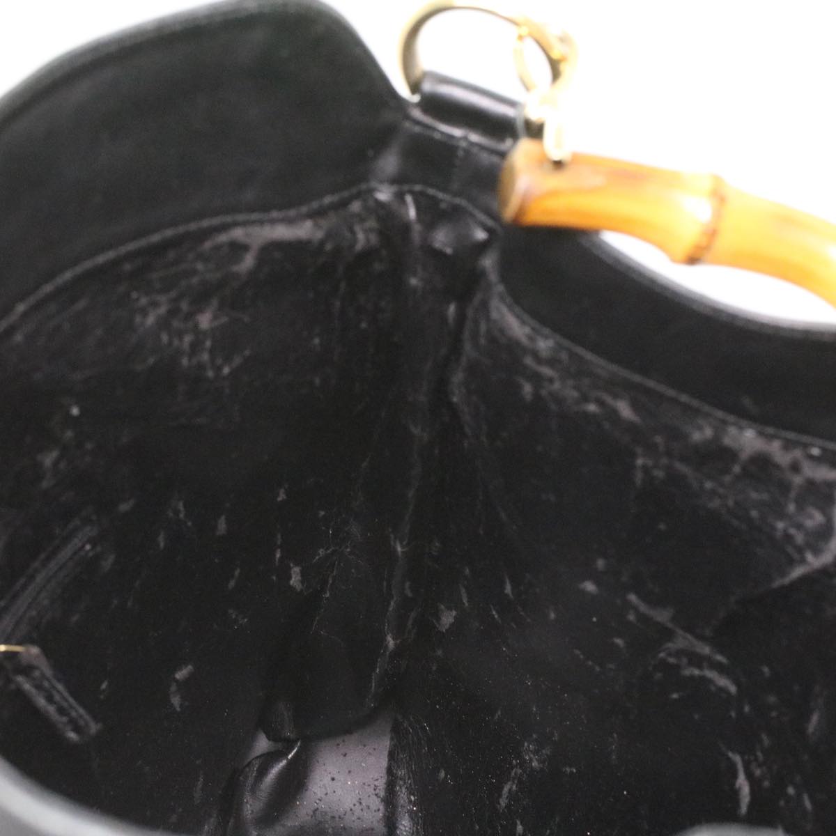 GUCCI Bamboo Shoulder Bag Leather Black 0011577 34651