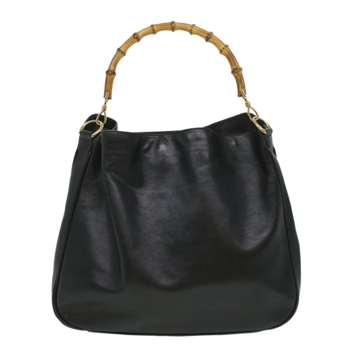 GUCCI Bamboo Shoulder Bag Leather Black 0011577 34651