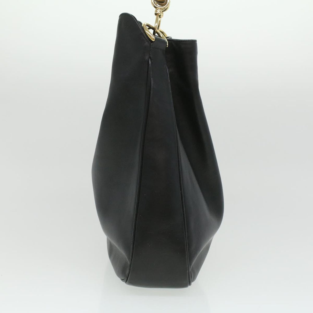 GUCCI Bamboo Shoulder Bag Leather Black 0011577 34651