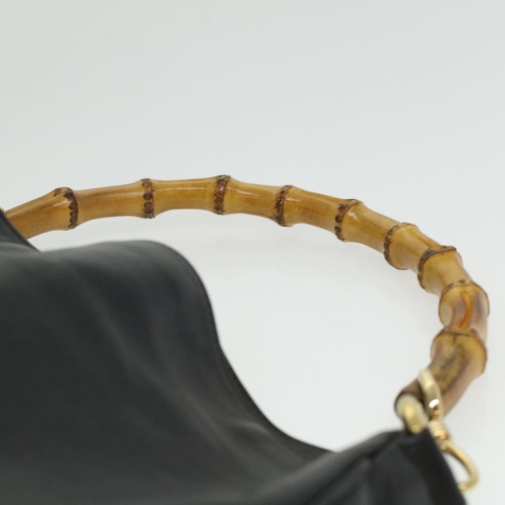 GUCCI Bamboo Shoulder Bag Leather Black 0011577 34651