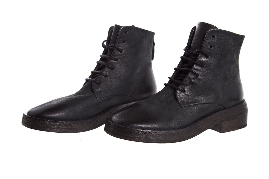 Marsell Black Leather Lace-Up Ankle Boot SZ 36 NWT