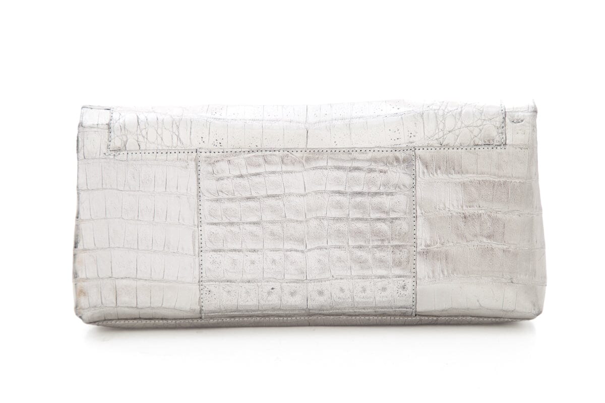 Nancy Gonzalez Silver Croc Envelope Cross-Body