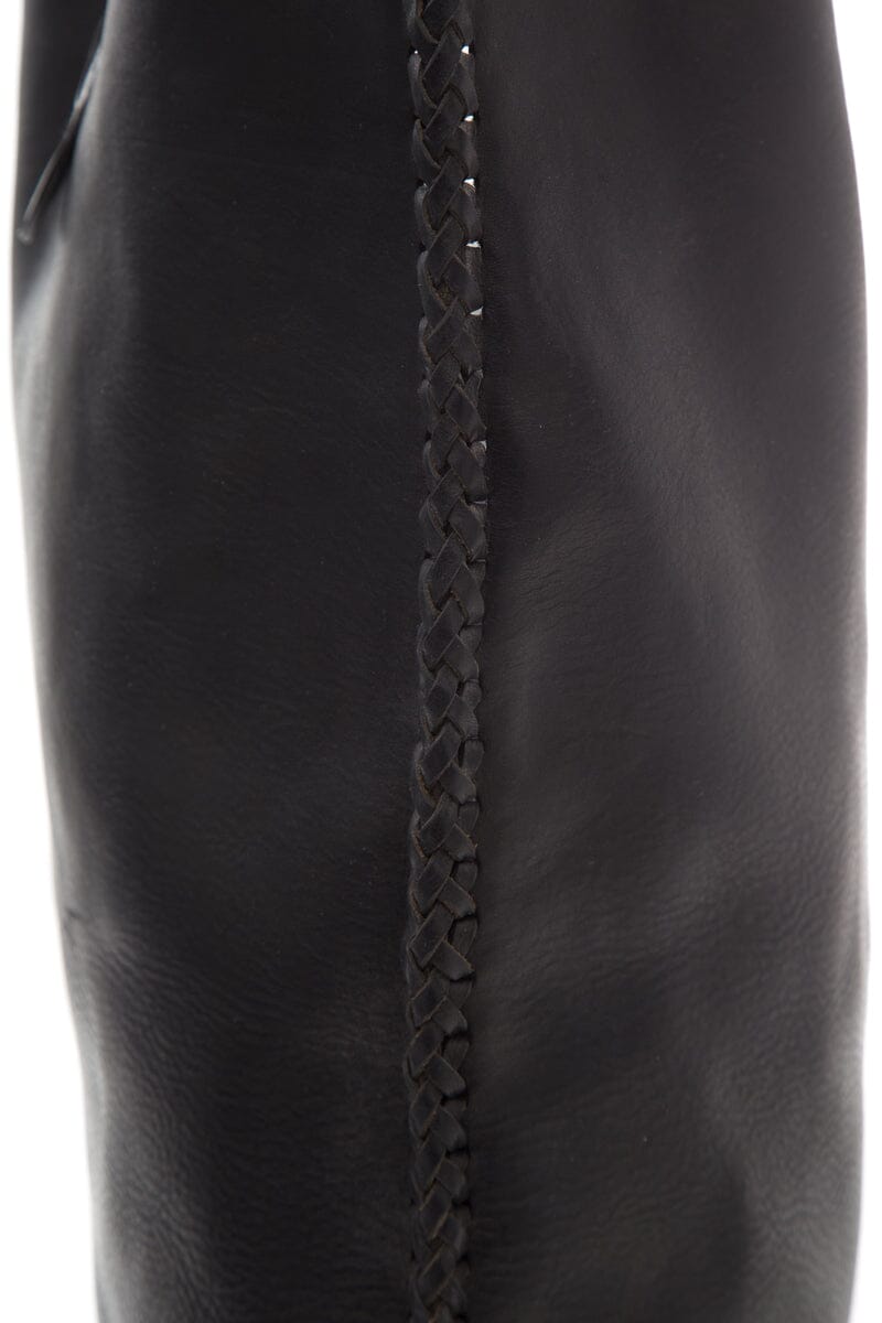 Ralph Lauren Black Braided Edge Leather Tote