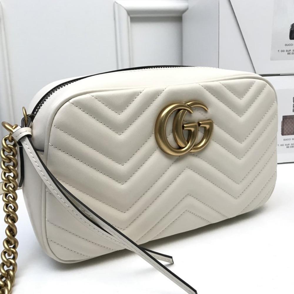 GG Marmont small matelassÃƒÆ’Ã‚Â© shoulder bag white