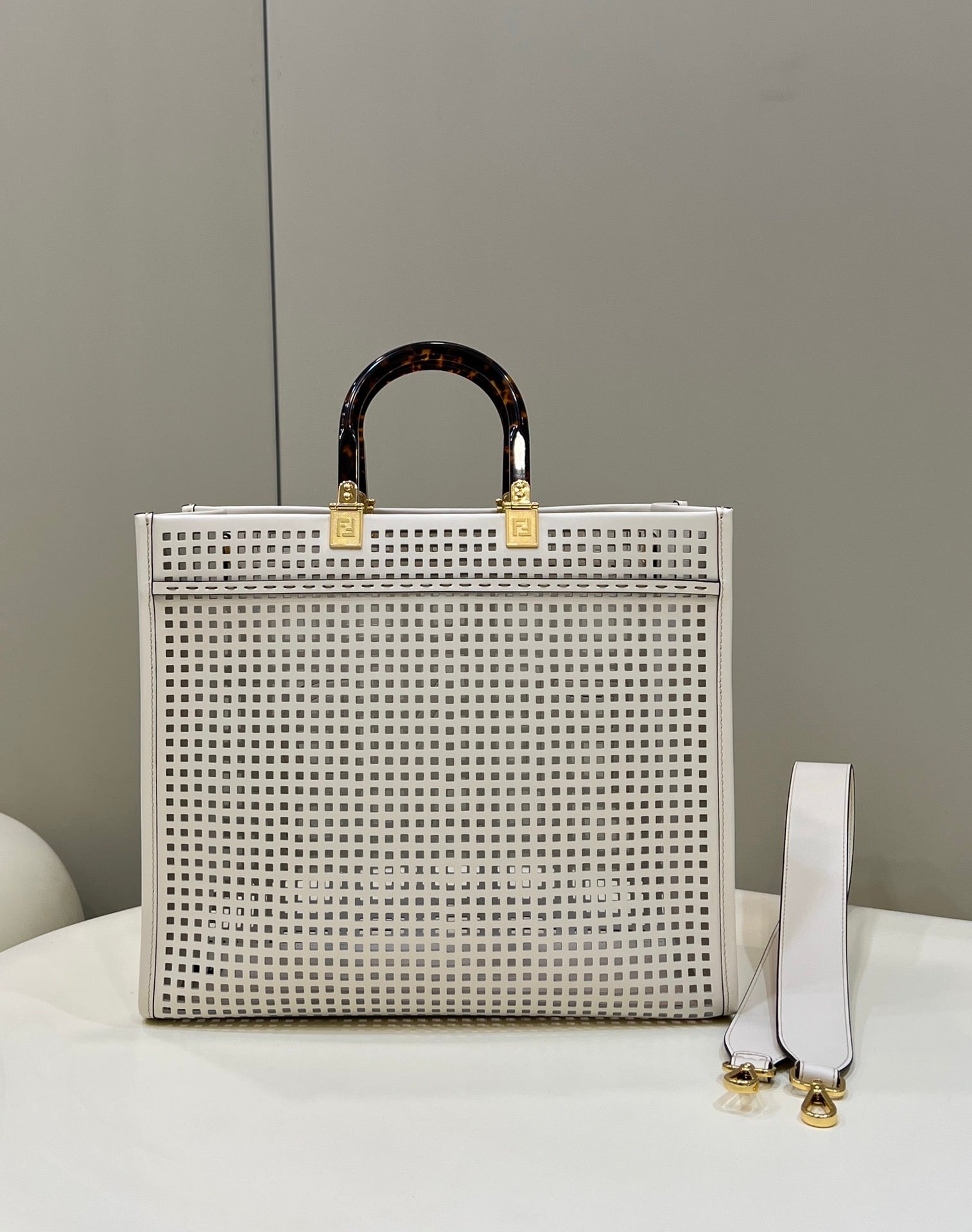 FI FI Sunshine MeGLAMIum Two-toned perforated Bag For Woman 37cm/14.5in