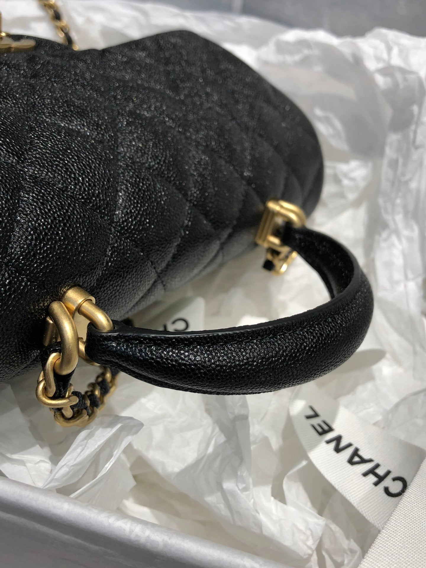 CHLMini Flap Bag With Top Handle Black For Women 7.8in/20cm