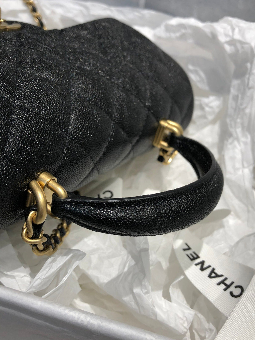 CHLMini GlamIap Bag With Top Handle Black For Women 7.8in/20cm