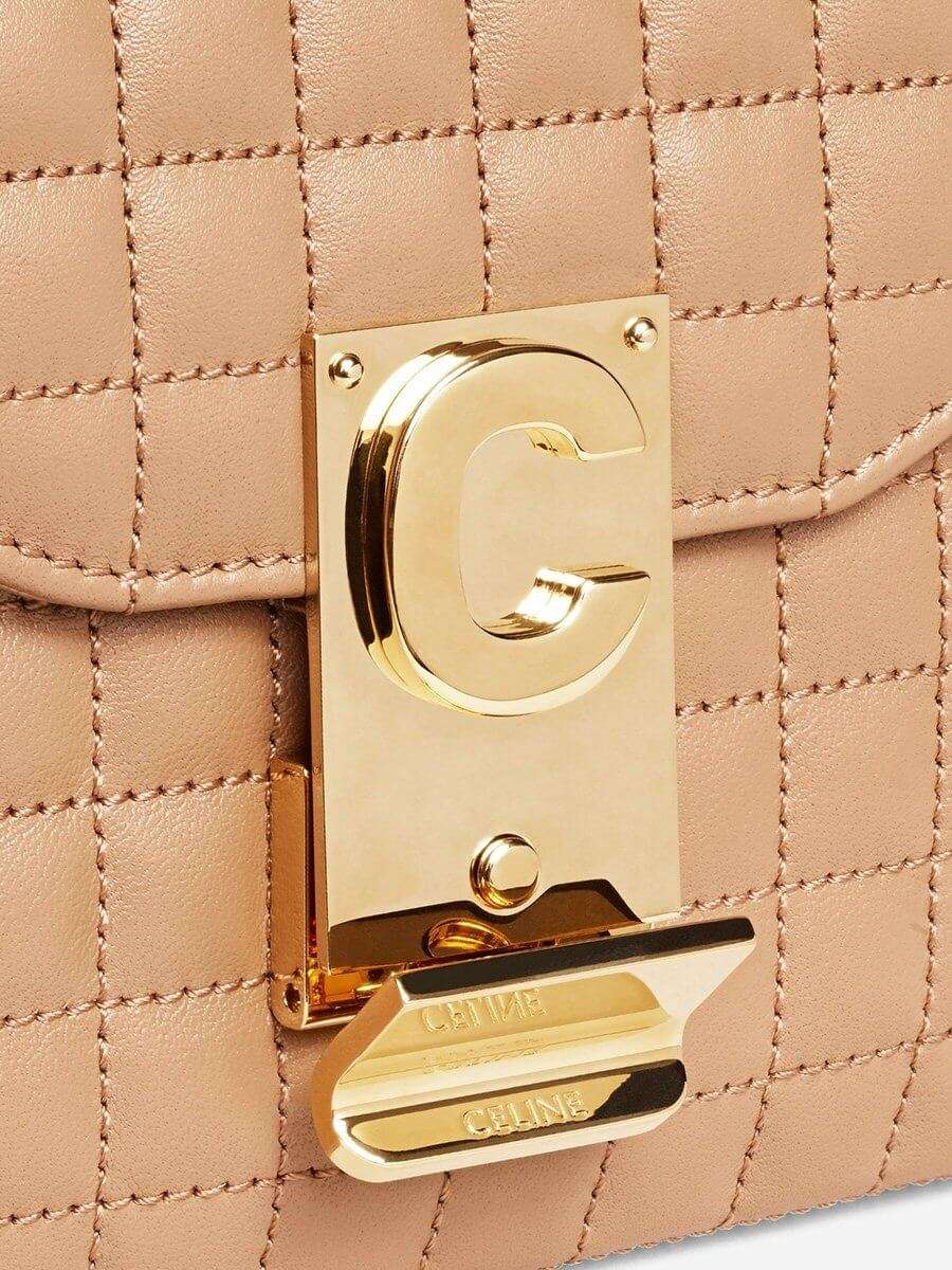 Medium C Bag in Light Camel Quilted Calfskin