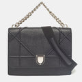 Dior Black Leather Diorama Chain Link Top Handle Bag..