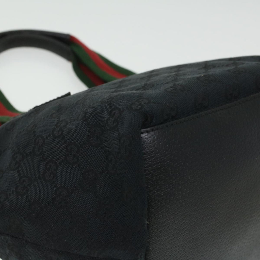 GUCCI GG Canvas Web Sherry Line Shoulder Bag Black Red Green 131228 35433