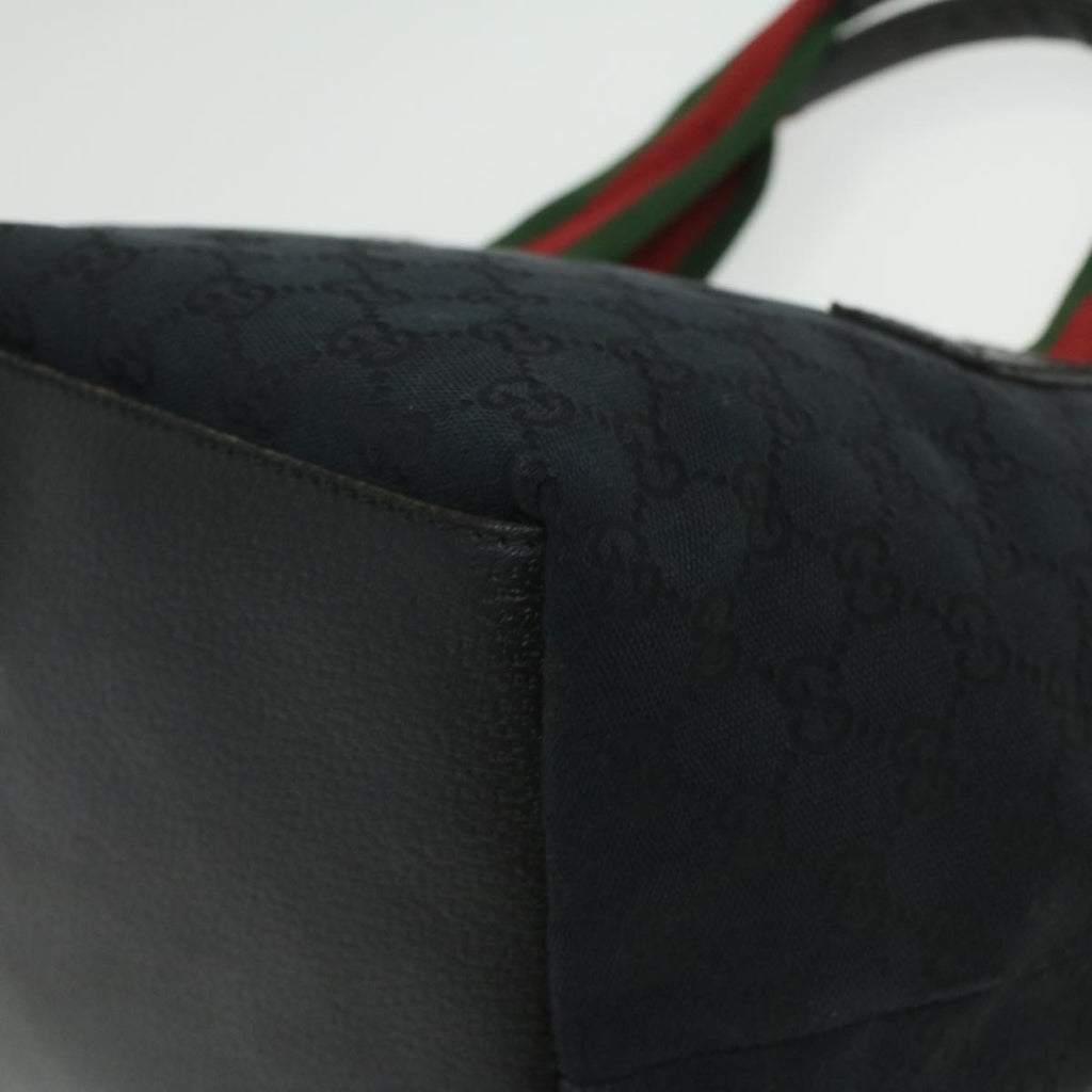GUCCI GG Canvas Web Sherry Line Shoulder Bag Black Red Green 131228 35433