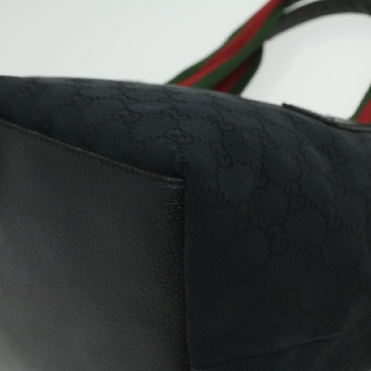 GUCCI GG Canvas Web Sherry Line Shoulder Bag Black Red Green 131228 35433