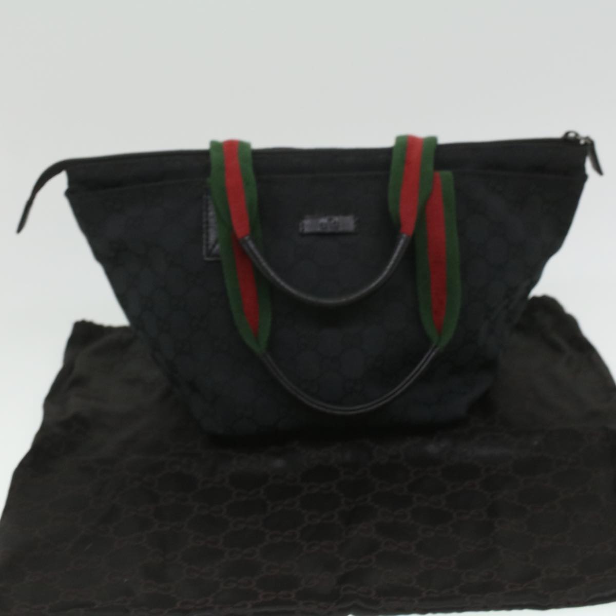 GUCCI GG Canvas Web Sherry Line Shoulder Bag Black Red Green 131228 35433