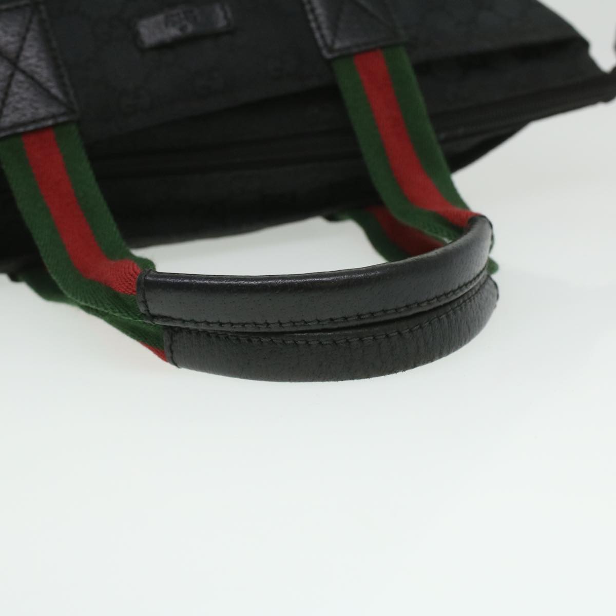GUCCI GG Canvas Web Sherry Line Shoulder Bag Black Red Green 131228 35433