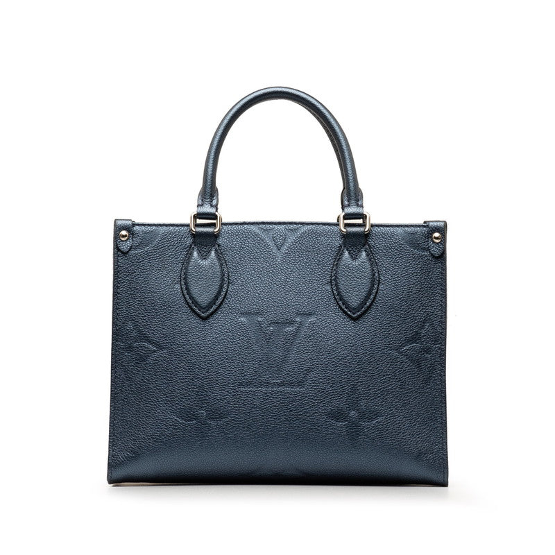 Louis Vuitton Monogram Emplant On The Gor PM Handbag Shoulder Bag 2WAY M58956 Metal Blue Leather  Louis Vuitton