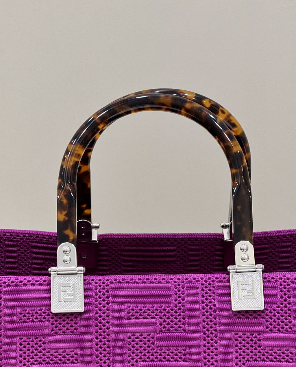 FI Sunshine MeGLAMIum Purple FF fabric shopper Bag For Woman 31cm/12in 8BH386AHWCF037T