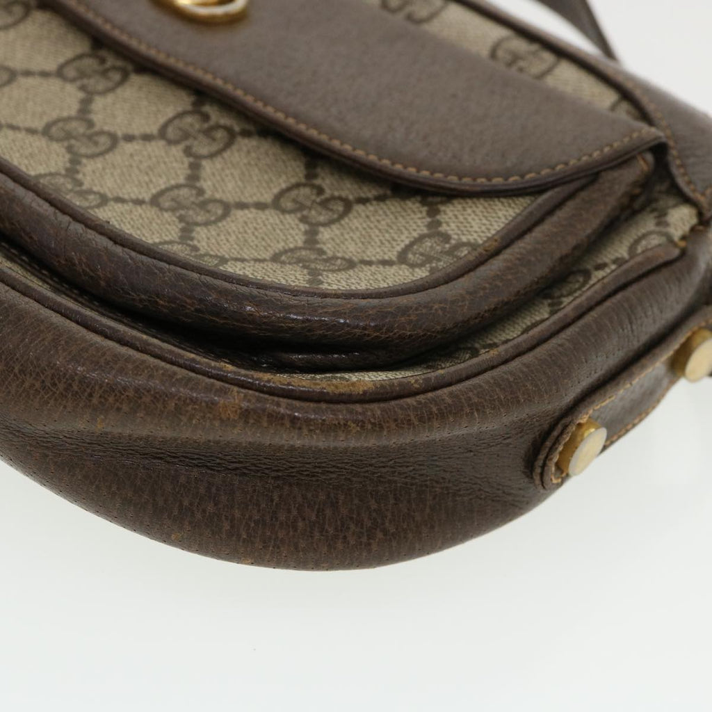 GUCCI GG Canvas Shoulder Bag PVC Leather Beige Brown 35644
