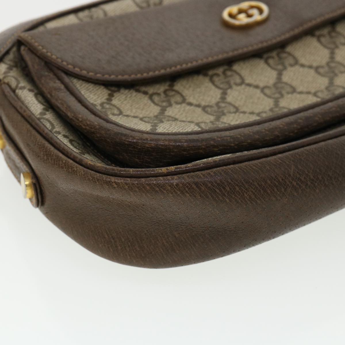 GUCCI GG Canvas Shoulder Bag PVC Leather Beige Brown 35644