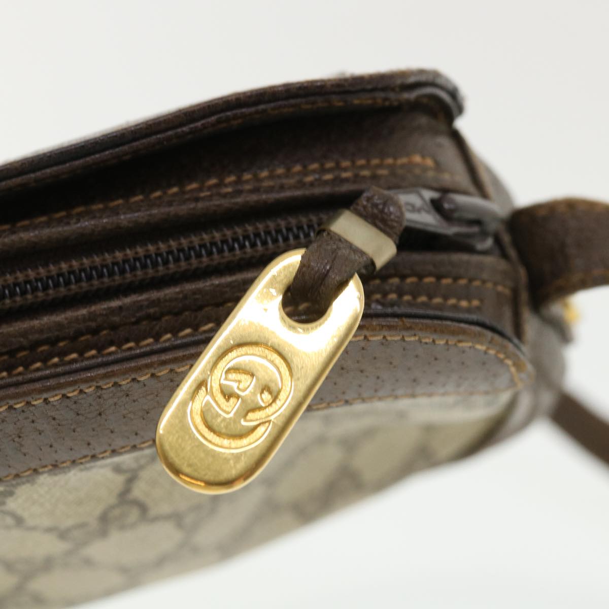 GUCCI GG Canvas Shoulder Bag PVC Leather Beige Brown 35644