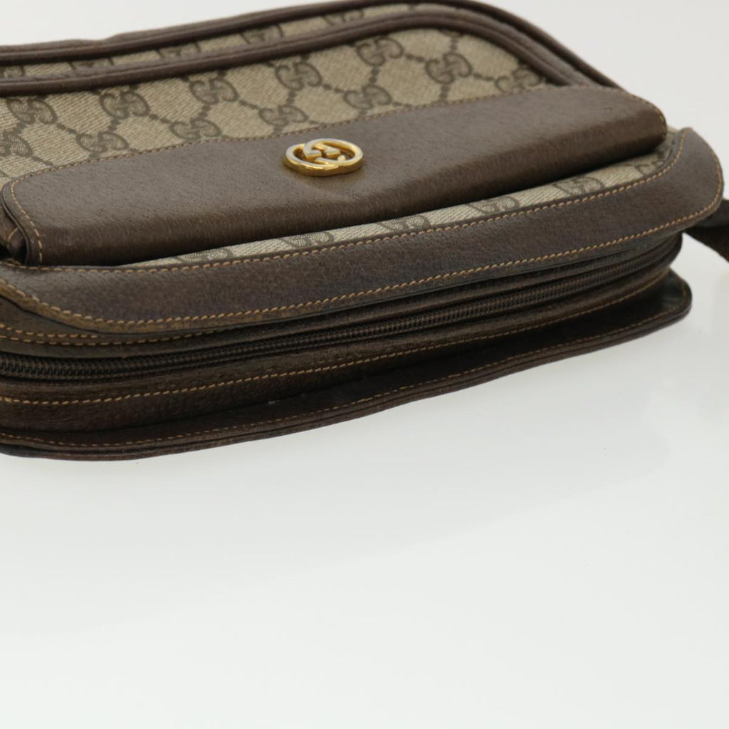 GUCCI GG Canvas Shoulder Bag PVC Leather Beige Brown 35644