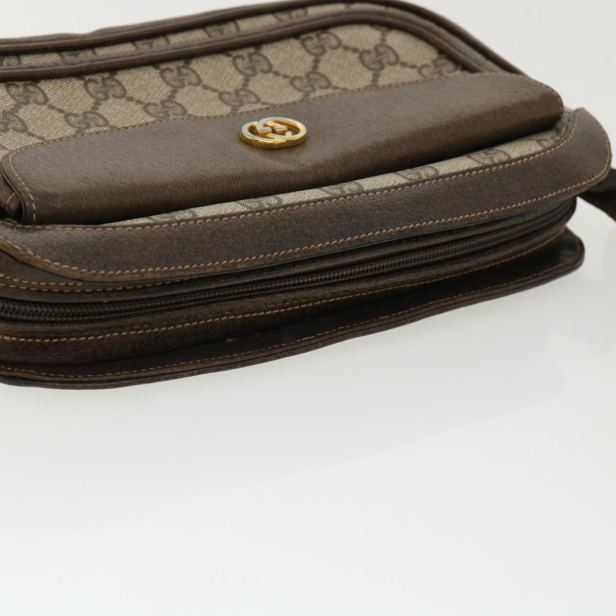 GUCCI GG Canvas Shoulder Bag PVC Leather Beige Brown 35644