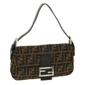 FENDI Zucca Canvas Mamma Baguette Shoulder Bag Brown Black 35660