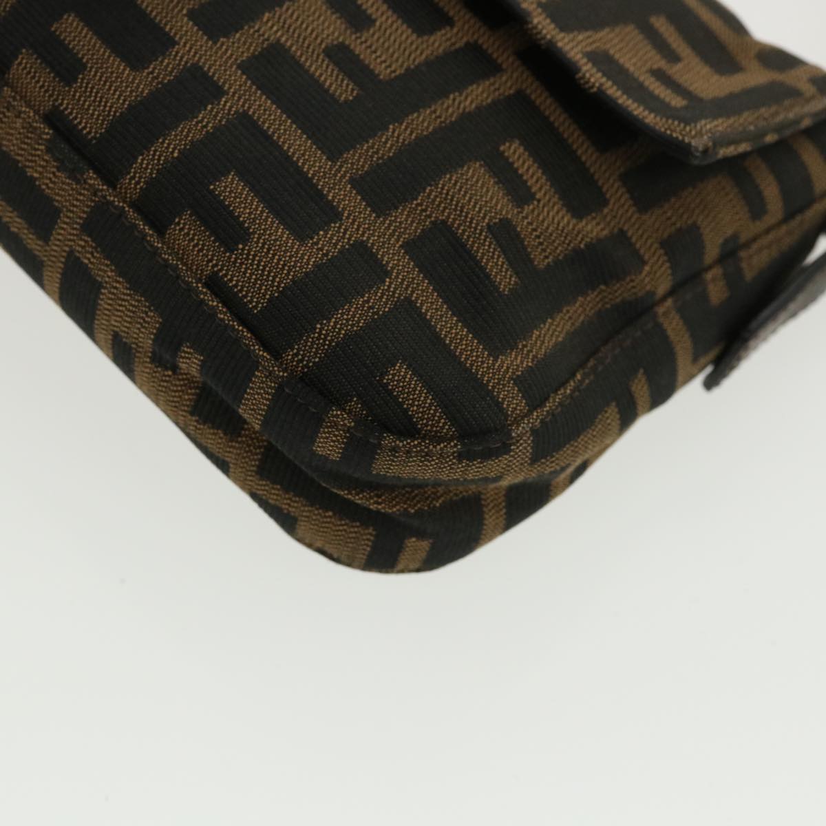 FENDI Zucca Canvas Mamma Baguette Shoulder Bag Brown Black 35660