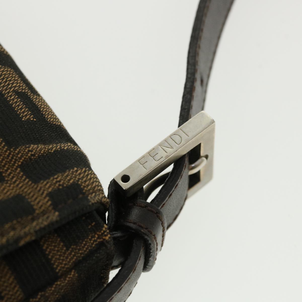 FENDI Zucca Canvas Mamma Baguette Shoulder Bag Brown Black 35660