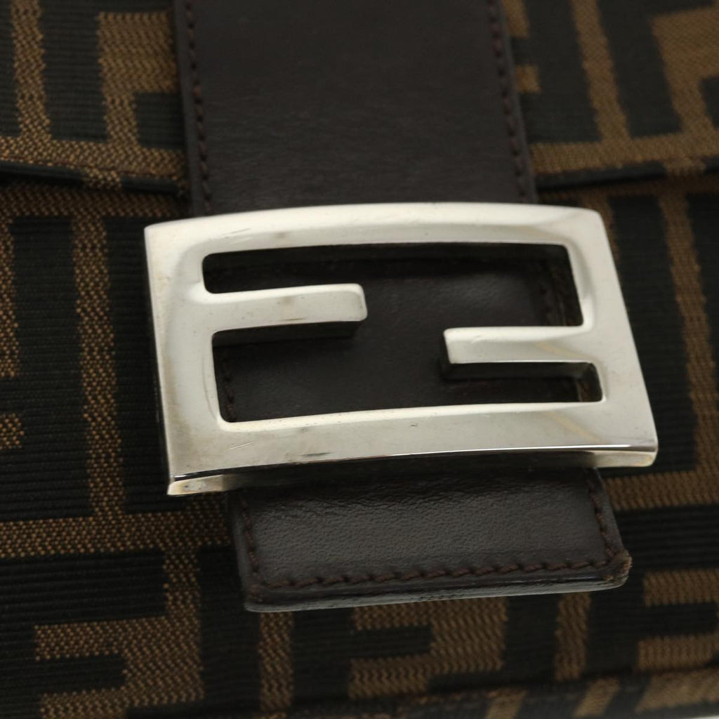 FENDI Zucca Canvas Mamma Baguette Shoulder Bag Brown Black 35660