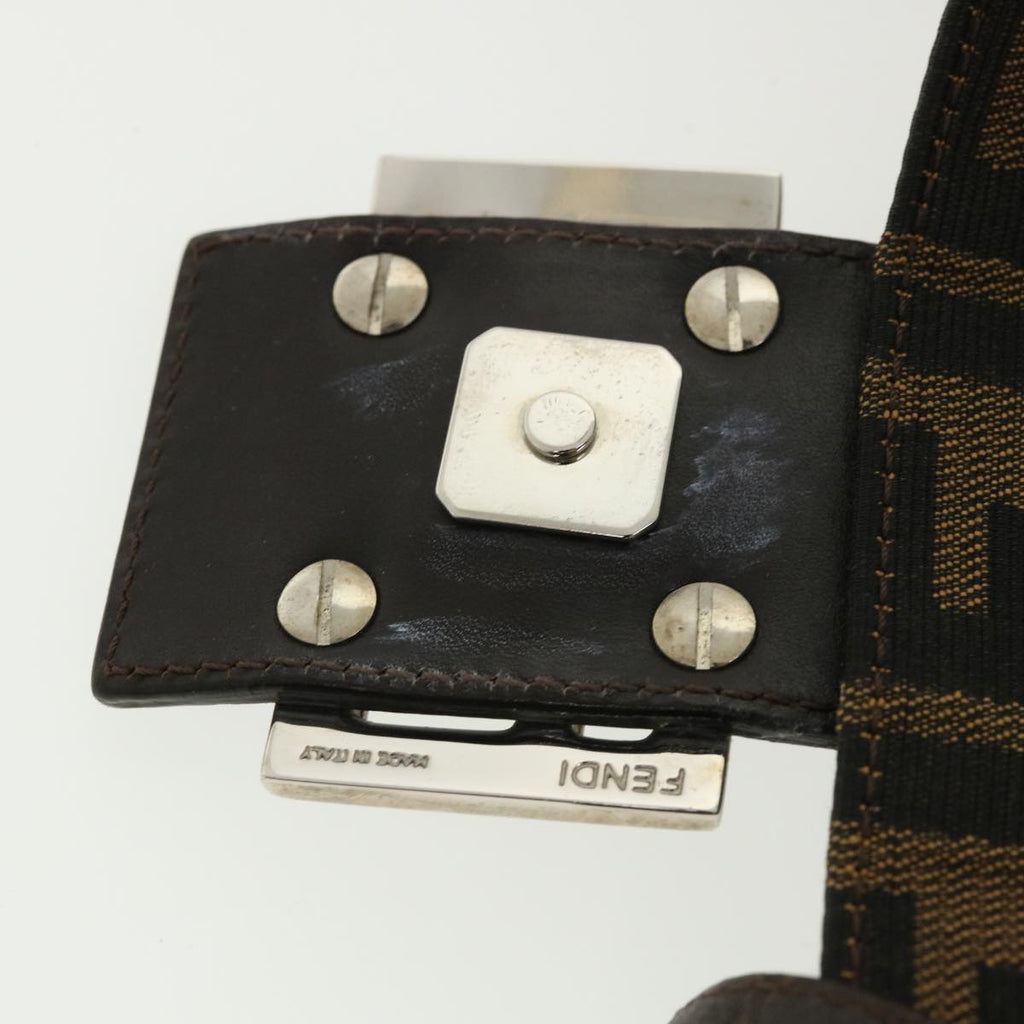 FENDI Zucca Canvas Mamma Baguette Shoulder Bag Brown Black 35660