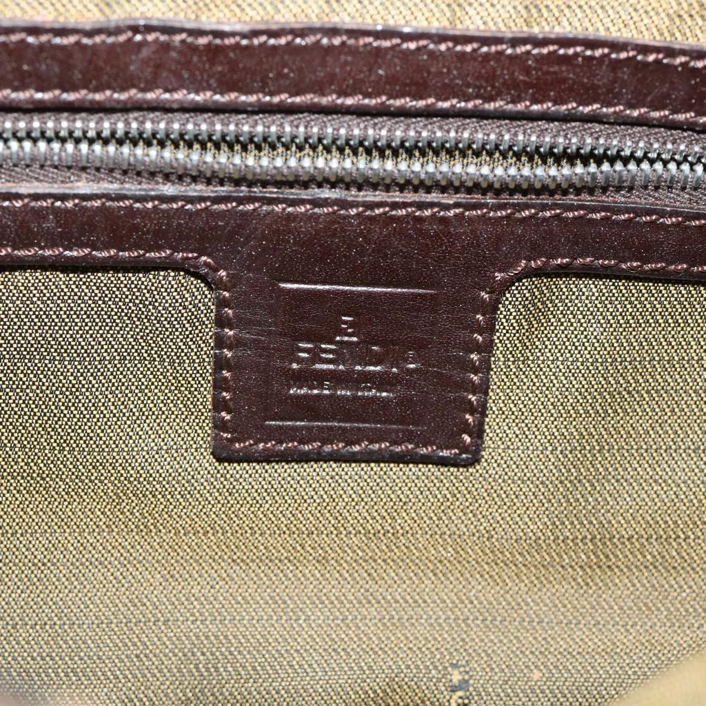 FENDI Zucca Canvas Mamma Baguette Shoulder Bag Brown Black 35660