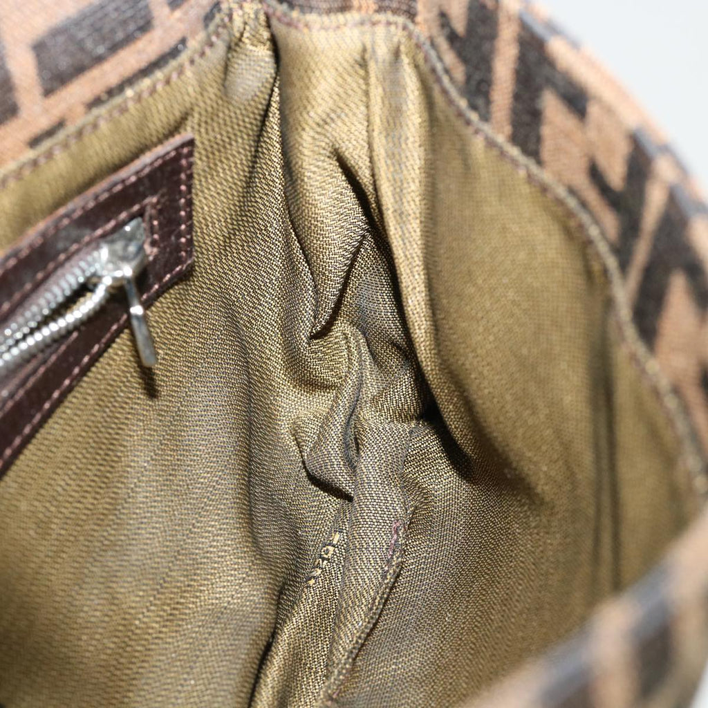 FENDI Zucca Canvas Mamma Baguette Shoulder Bag Brown Black 35660