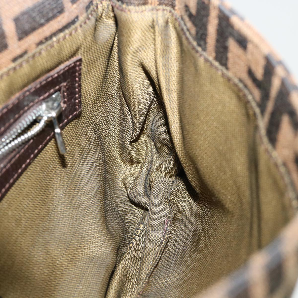 FENDI Zucca Canvas Mamma Baguette Shoulder Bag Brown Black 35660