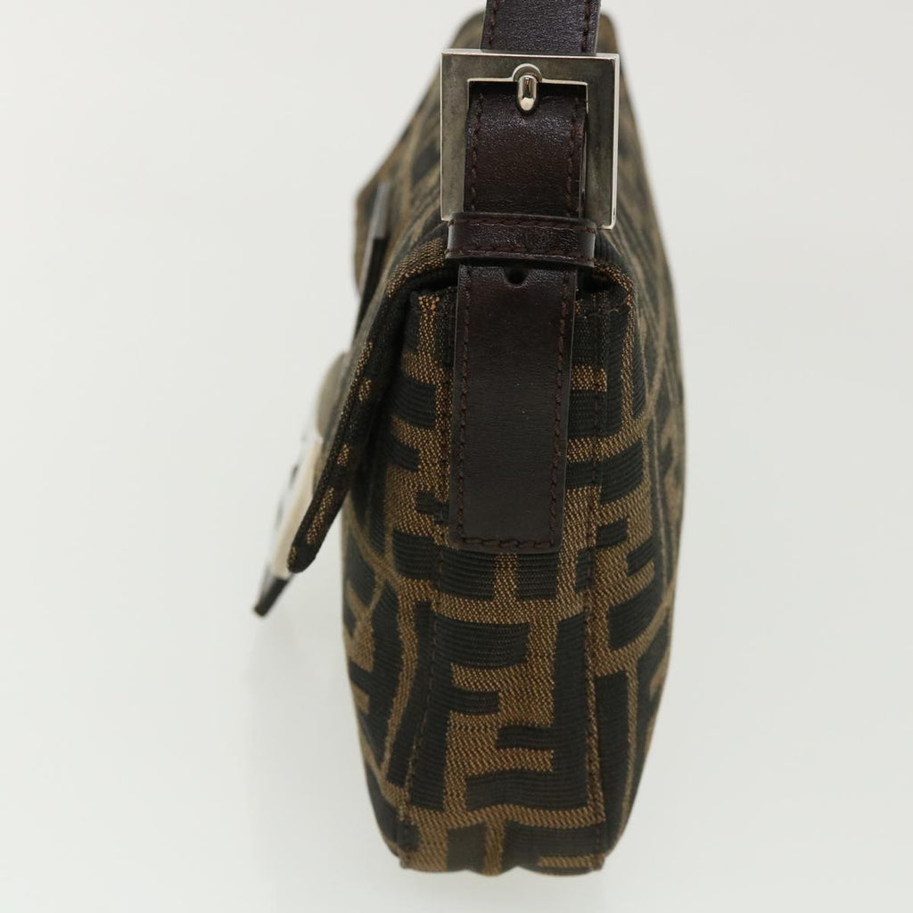 FENDI Zucca Canvas Mamma Baguette Shoulder Bag Brown Black 35660