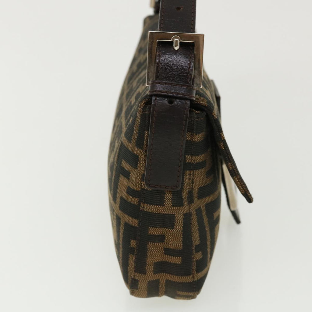 FENDI Zucca Canvas Mamma Baguette Shoulder Bag Brown Black 35660