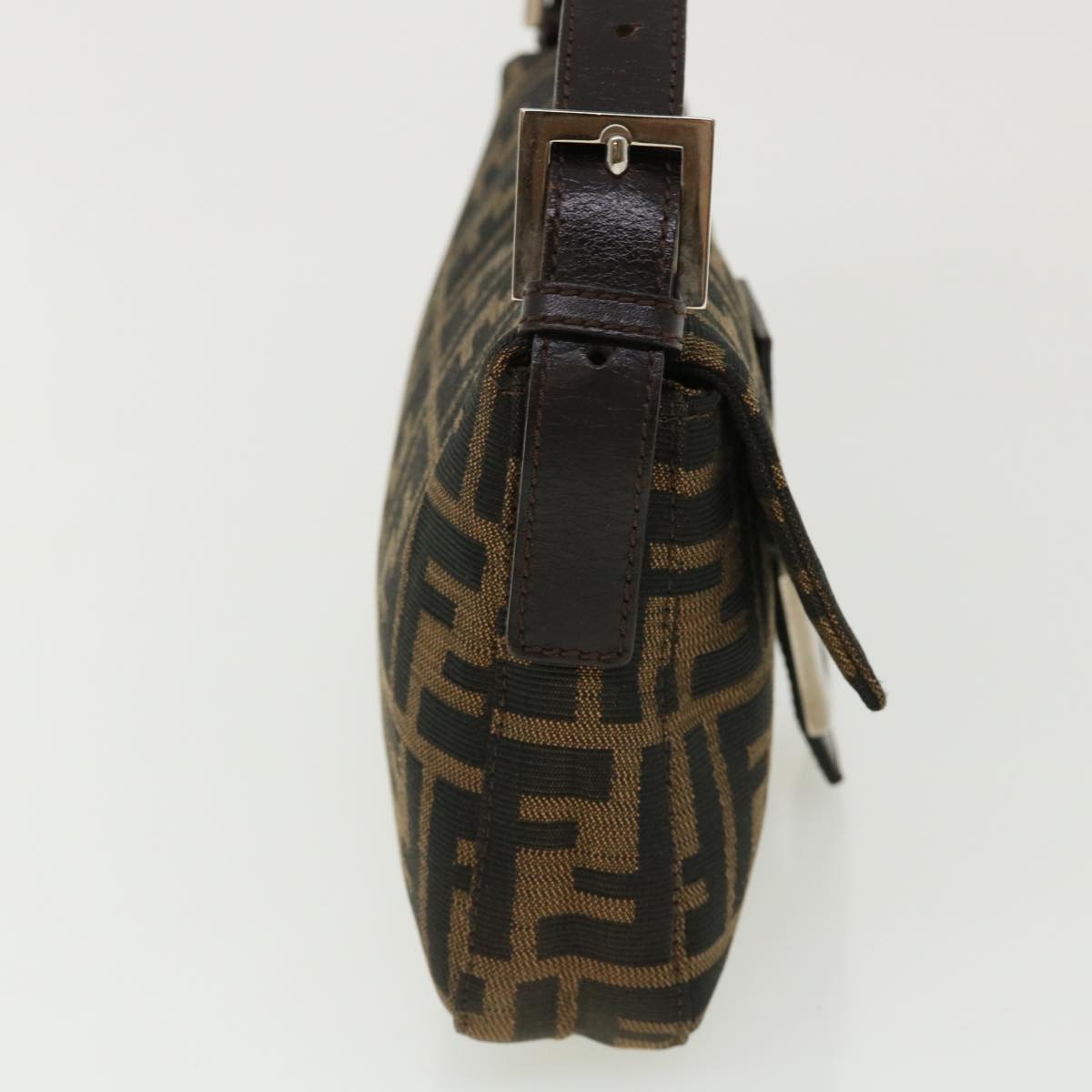 FENDI Zucca Canvas Mamma Baguette Shoulder Bag Brown Black 35660