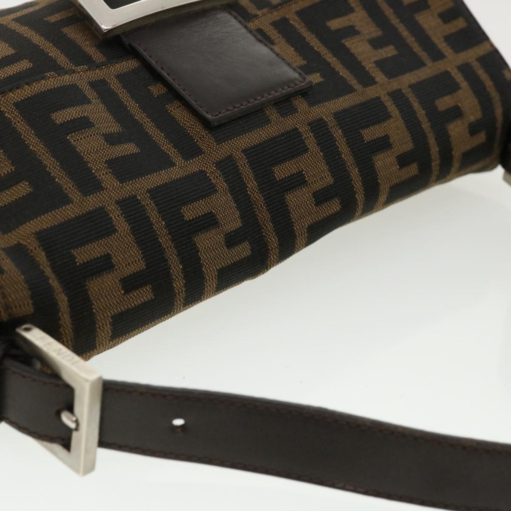 FENDI Zucca Canvas Mamma Baguette Shoulder Bag Brown Black 35660