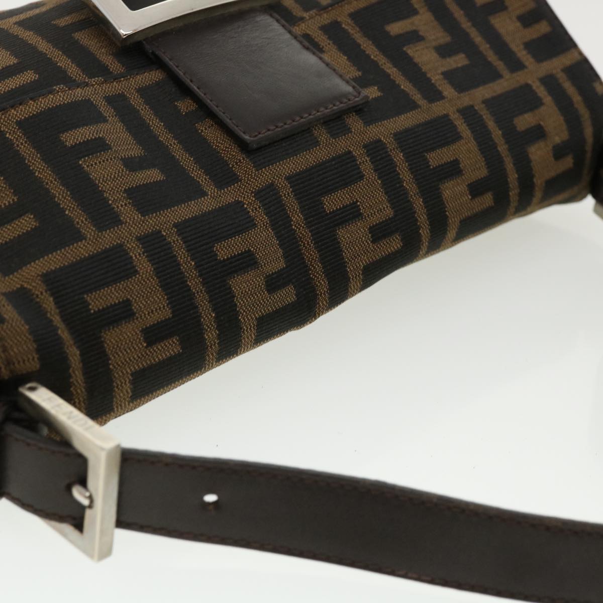 FENDI Zucca Canvas Mamma Baguette Shoulder Bag Brown Black 35660